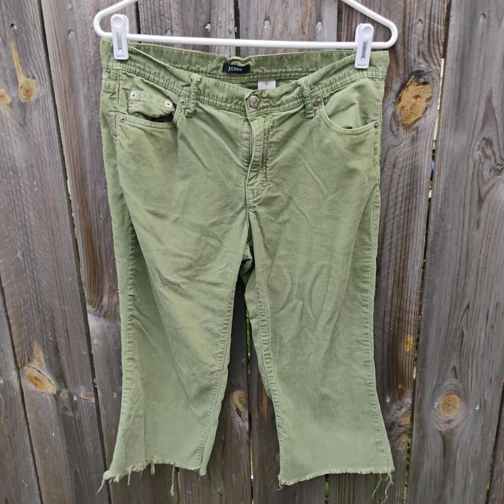 J. Crew Corduroy Capris Green Trousers Women's 6 Short